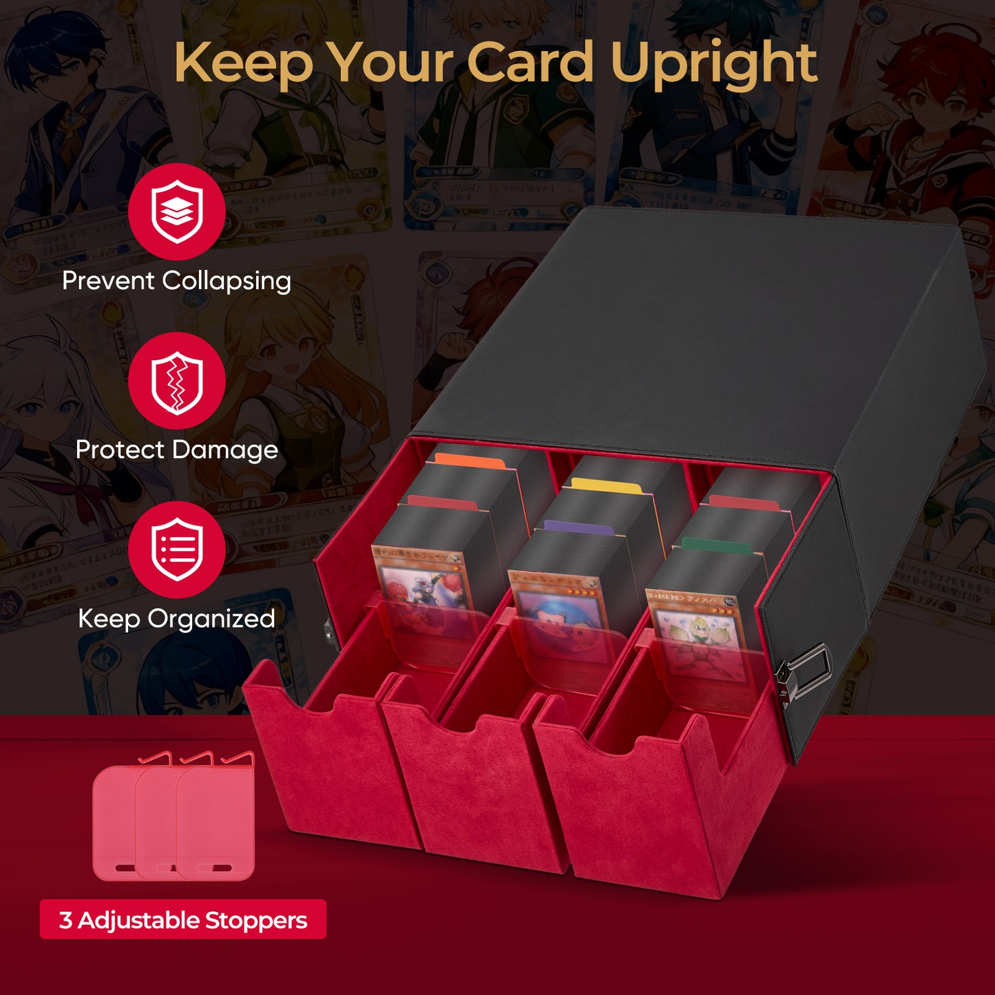 Boîte de Rangement Cartes de Jeu 2400+ Cartes – Étui Porte-Cartes en Similicuir avec Fermeture Magnétique – Organiseur Cartes Collection TCG