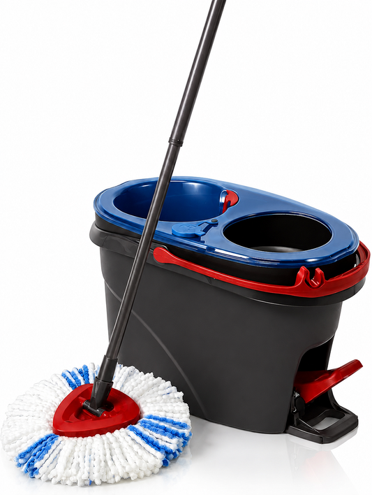 Kit Balai Serpillière Microfibre – Seau Double Réservoir & Essoreur Intégré, Carrelage Parquet Stratifié Sols Durs