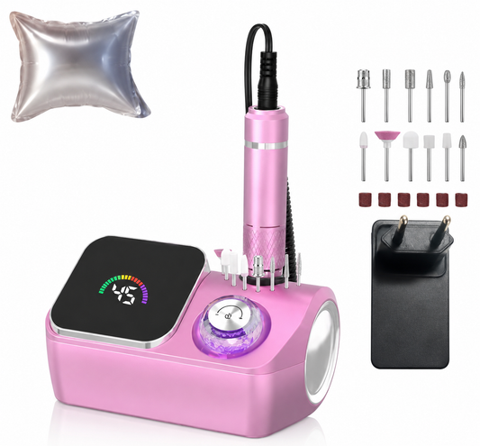 Electric Nail Drill 45,000 RPM – LED Display – Bit Set – Manicure & Pedicure