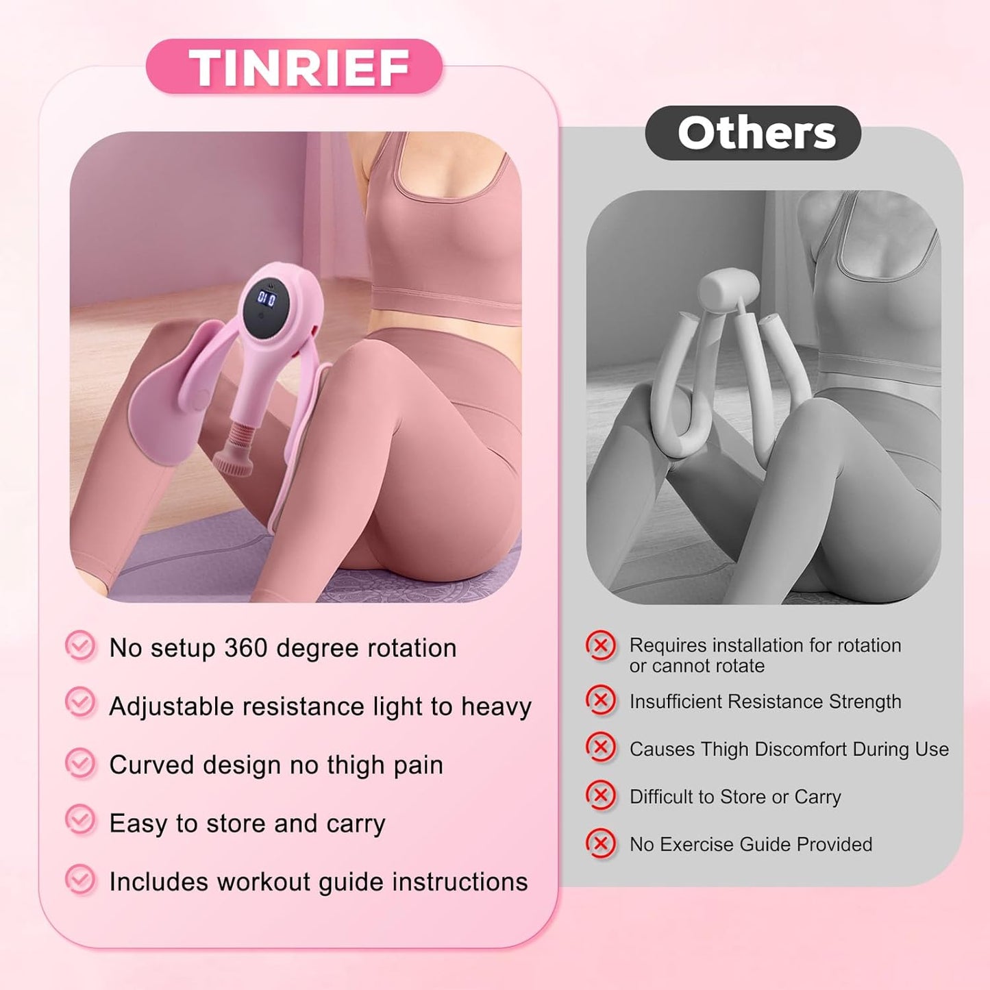 Appareil Exercice Cuisses Femme – Renforcement Intérieur Cuisses Plancher Pelvien – Toner Fitness Maison