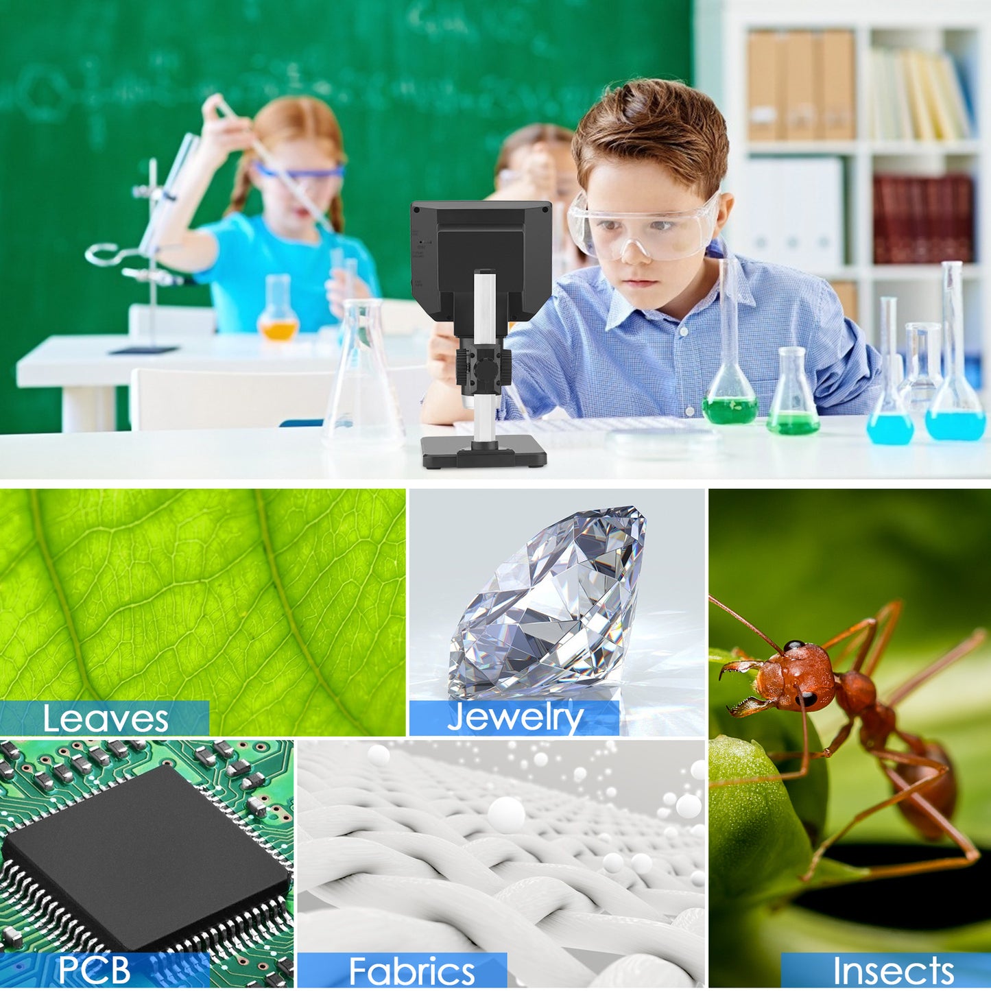Microscope Numérique 4,3 Pouces 1000X – Écran LCD 1080P – Microscope Électronique pour Réparation Téléphone et Soudage