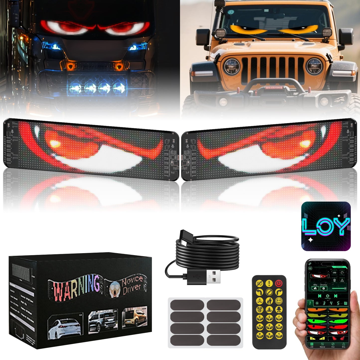 Éclairage LED Camion x2 Contrôle Application – Affichage Texte Personnalisé Mode Musique