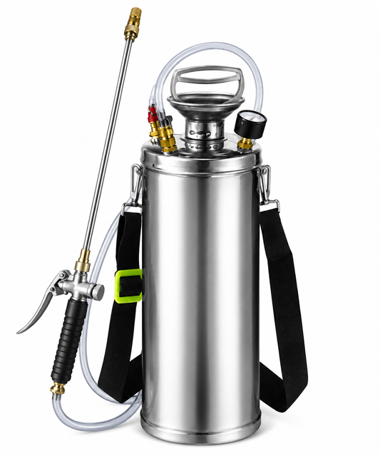 Pulverizador manual de acero inoxidable de 10 L de alta presión – Jardín, deshierbe, tratamiento de plantas y limpieza exterior