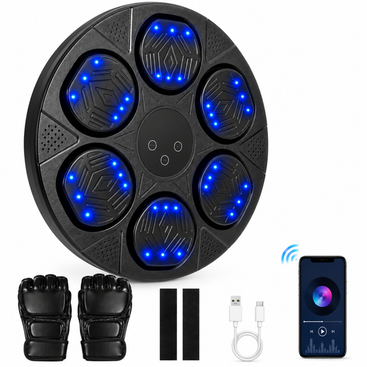 Machine de Boxe Murale Électronique Bluetooth – Cible LED Interactive & Gants – Fitness Adulte & Enfant