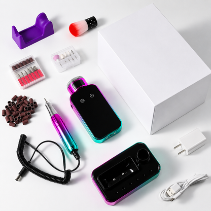 Ponceuse à Ongles Sans Fil Rechargeable 45 000 tr/min – Écran LED + Base + Kit Embouts