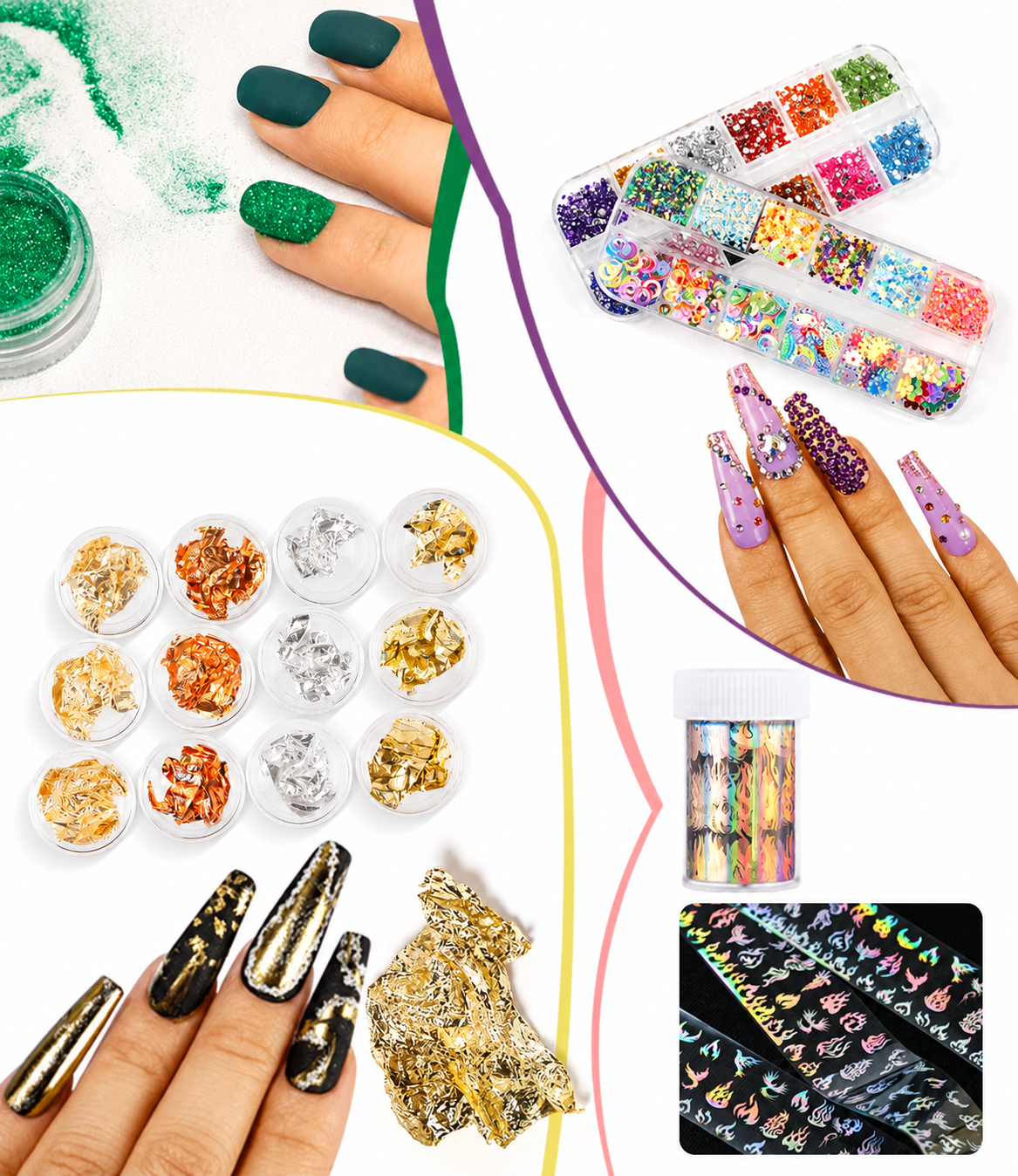 Kit Ongles Acrylique Complet – Lampe UV LED 36W, Ponceuse Électrique, Poudre Acrylique, Faux Ongles & Décorations Nail Art