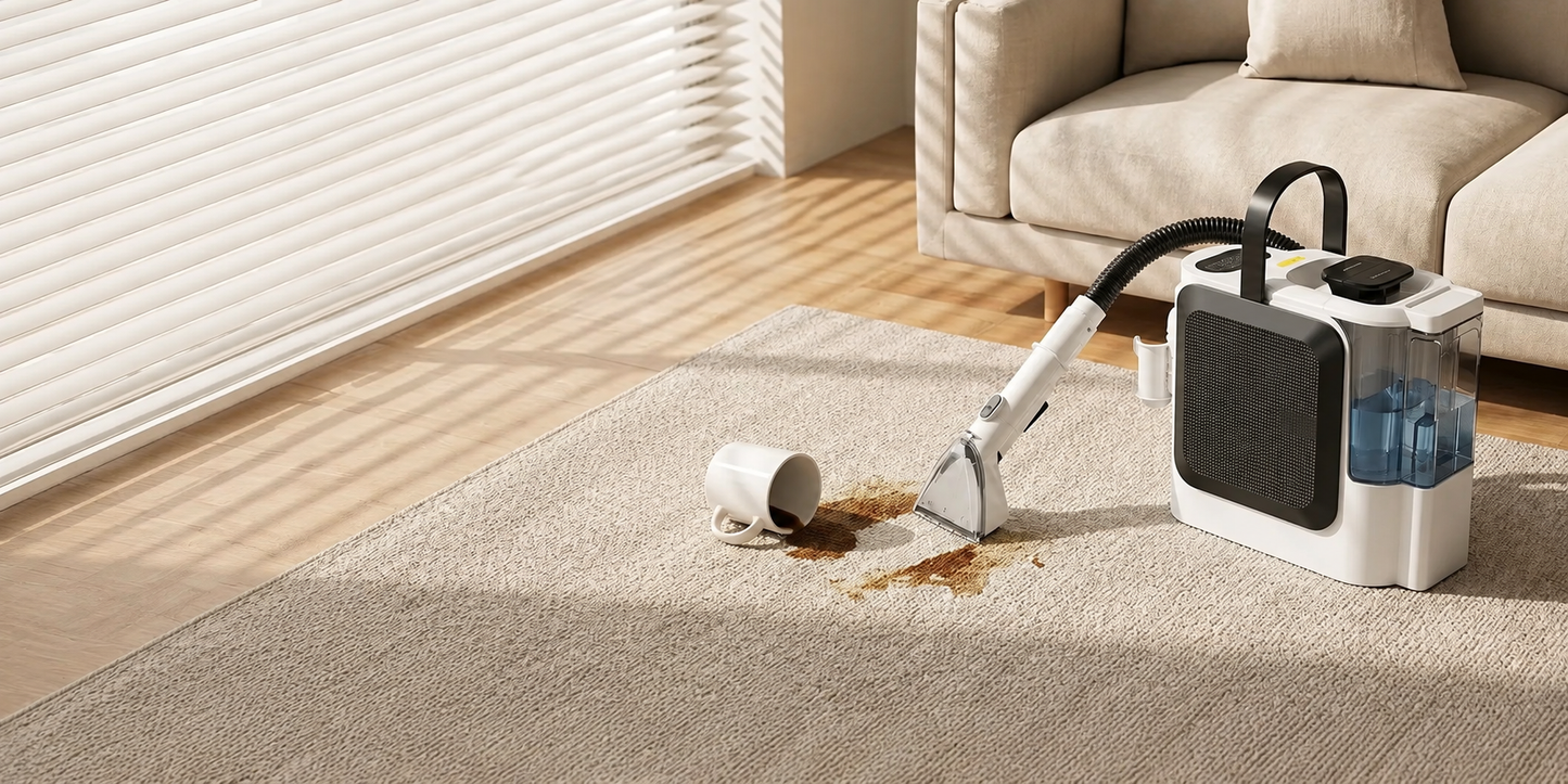 Nettoyeur de Tapis Portable 1800 W | Injecteur-Extracteur 16 kPa | Eau Froide, Chaude & Vapeur