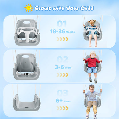 Balançoire Bébé 2 en 1 avec Structure Métallique – Siège Suspendu Enfant – Utilisation Intérieure et Extérieure – Couleur Blanc