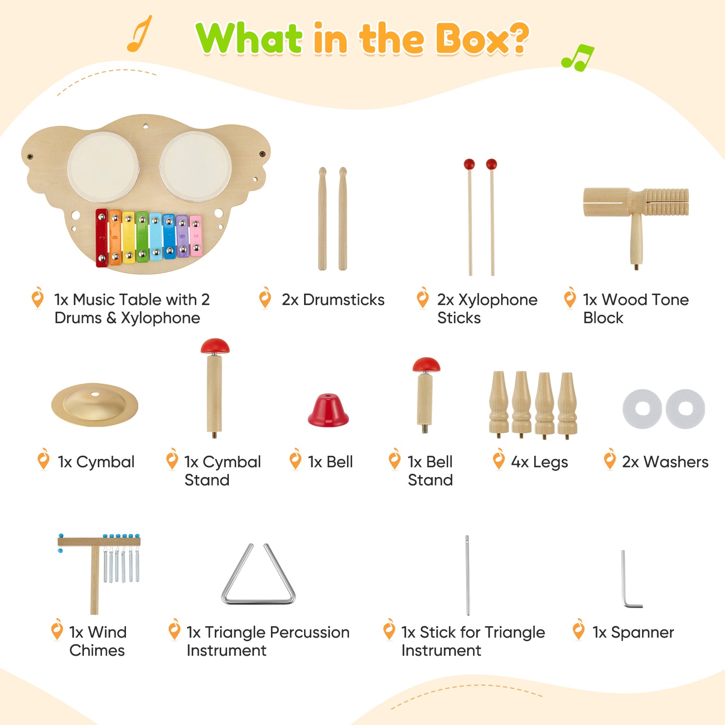 Table Musicale Montessori en Bois – Jouet Éducatif Bébé Instruments et Éveil Sensoriel