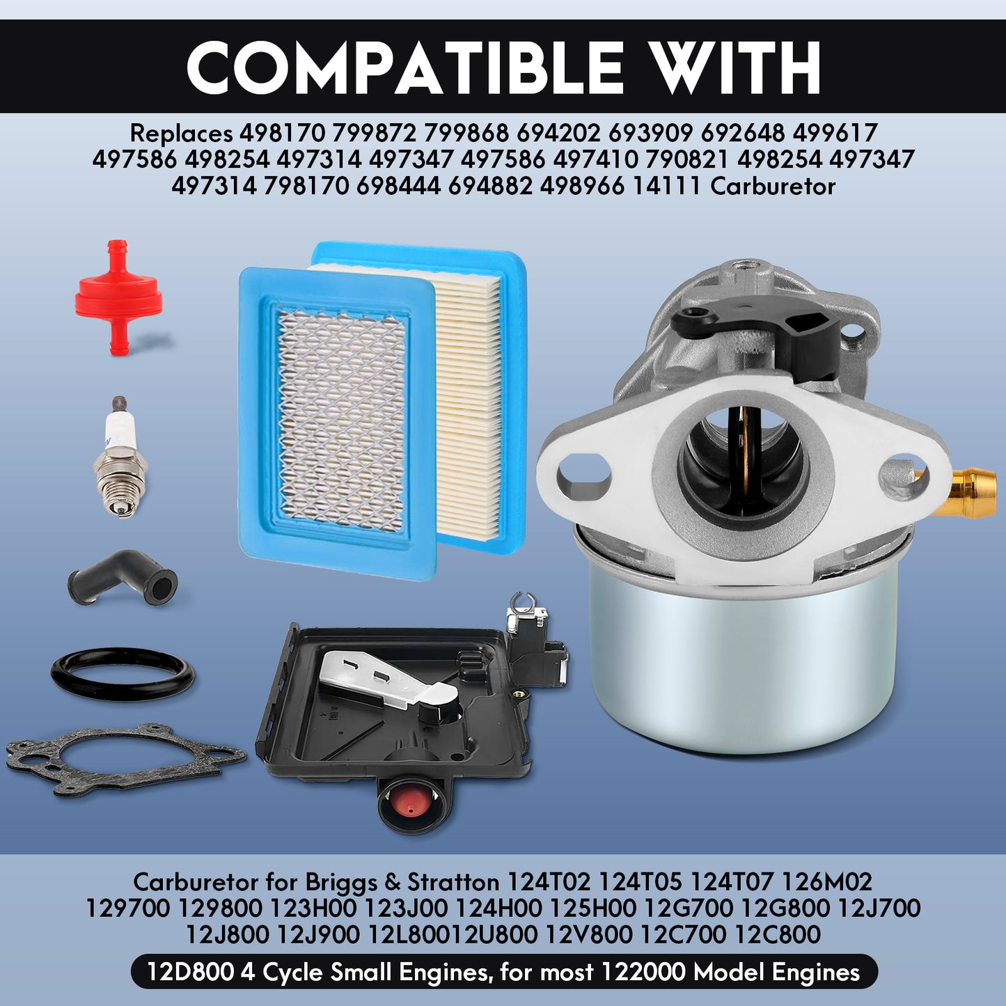 Carburateur pour Tondeuse à Gazon – Kit Carburateur Compatible Moteur Thermique – Pièce de Rechange Entretien Jardin – Installation Facile
