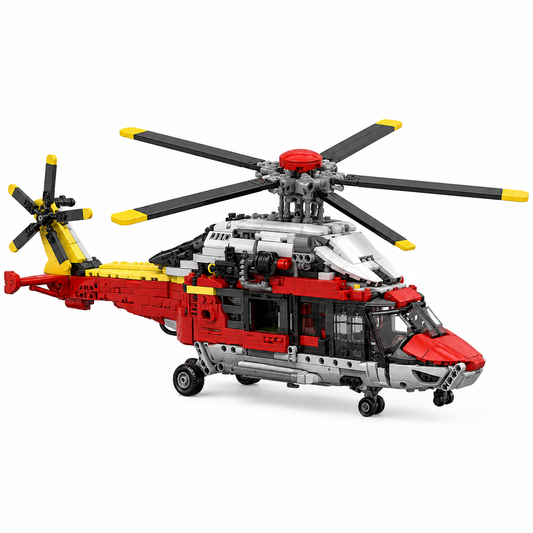 Blocs de Construction – Hélicoptère de Sauvetage Rouge | Maquette Aéronautique en Briques | Set Collector Adulte