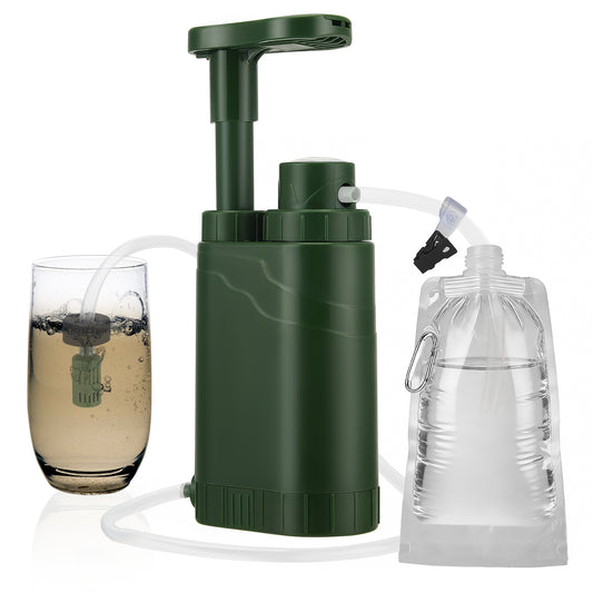 Pompe Purificatrice d’Eau Portable 0,01 Micron – Filtre à Eau Camping et Randonnée – Système de Filtration Outdoor Survie Bushcraft