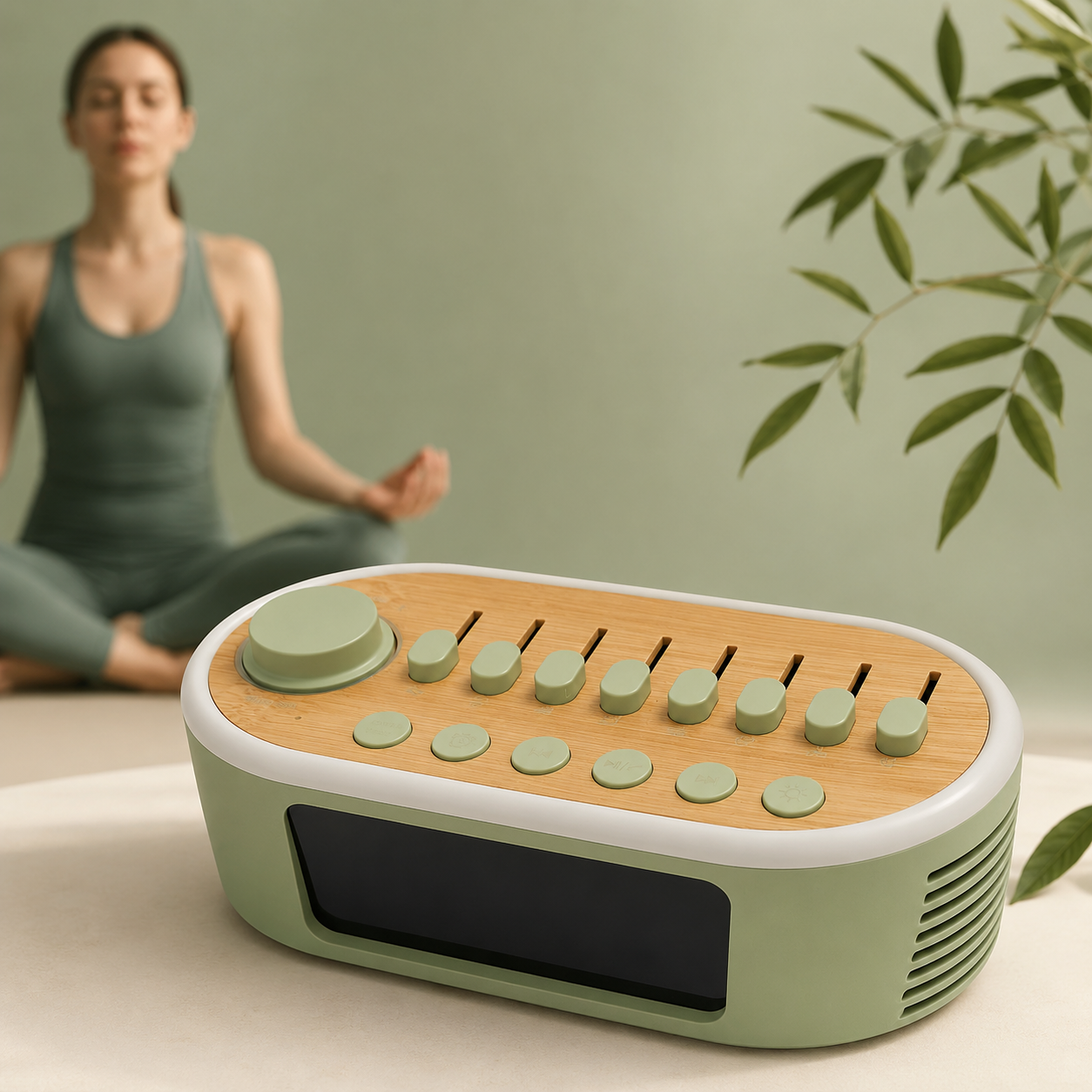 Réveil Méditation Bluetooth Sons Relaxants Bruits Blancs Veilleuse Zen Aide Sommeil Horloge Numérique Relaxation Anti Stress Maya Meditation
