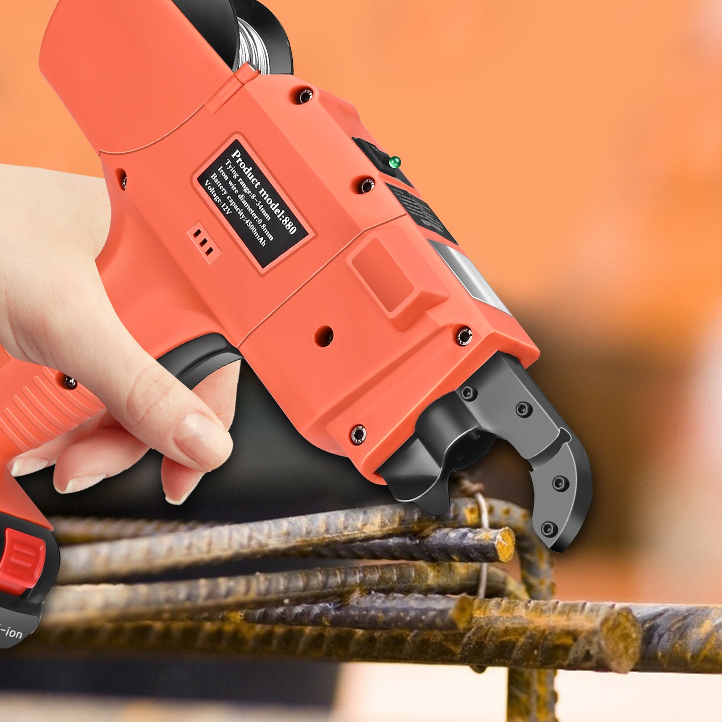 Machine à relier les barres d’armature 12V – Relieuse électrique automatique avec coffret – Outil portable pour fer à béton