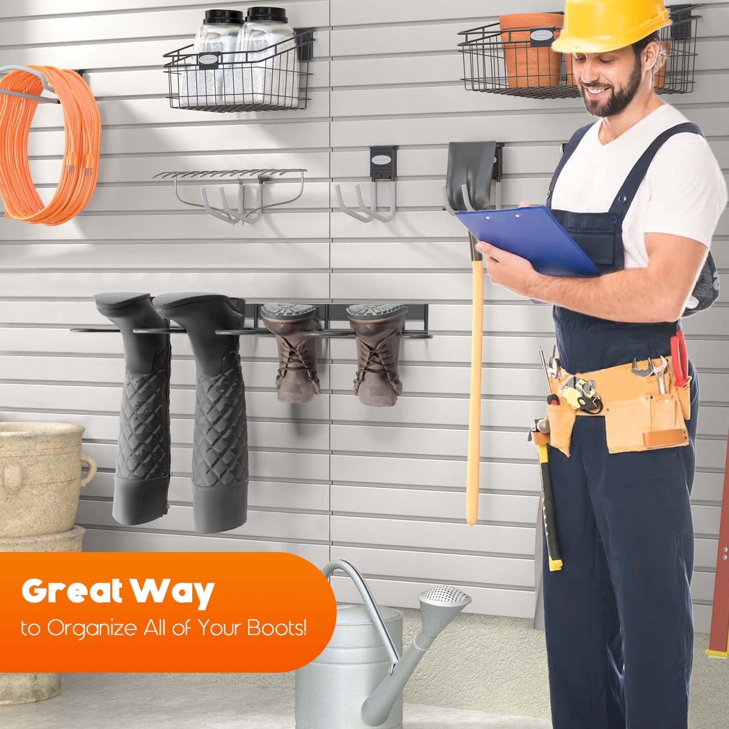 Cintre Mural Métal 2 Pièces – Organisateur de Bottes et Porte-Chaussures pour Placard Garage