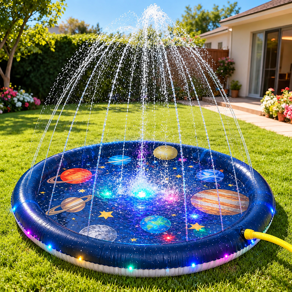 Tapis d'Arrosage Aquatique 3-en-1 pour Enfants – Splash Pad 60 Pouces – Aire de Jeux d'Eau Extérieure