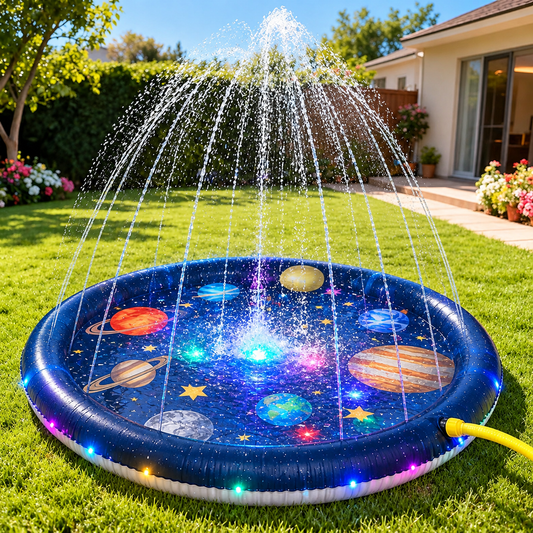 Alfombra de Juegos de Agua 3 en 1 para Niños – Splash Pad de 60 Pulgadas – Zona de Juegos de Agua para Exterior