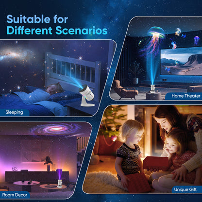 Projecteur Ciel Étoilé LED 360° – Veilleuse Galaxy Rotative avec 10 Disques HD, Lumière Ambiance Chambre Enfant & Adulte