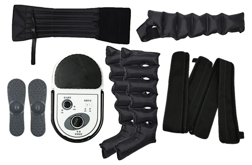 Masseur de Compression d’Air Premium Corps Complet 220V – Massage Pneumatique Jambes Bras Taille Pieds et Mollets – Appareil Relaxation Musculaire Haut de Gamme
