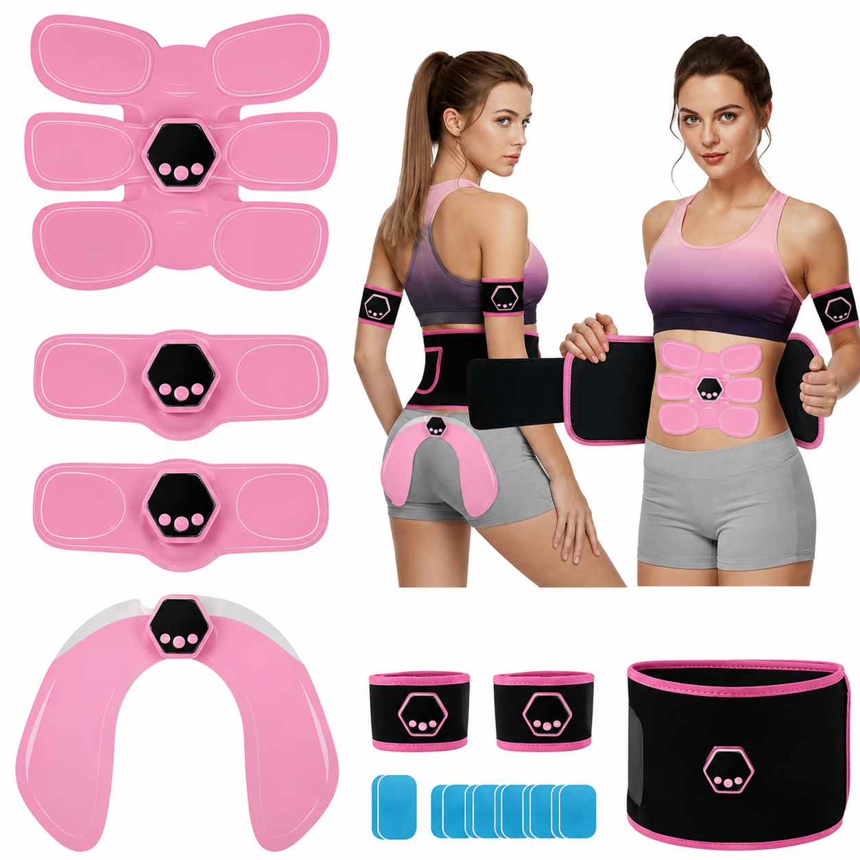 Electrostimulateur Musculaire EMS Abdominaux Bras Jambes Fessiers Homme Femme – Ceinture de Musculation Électrostimulation 6 Modes 19 Intensités – Fitness & Remise en Forme