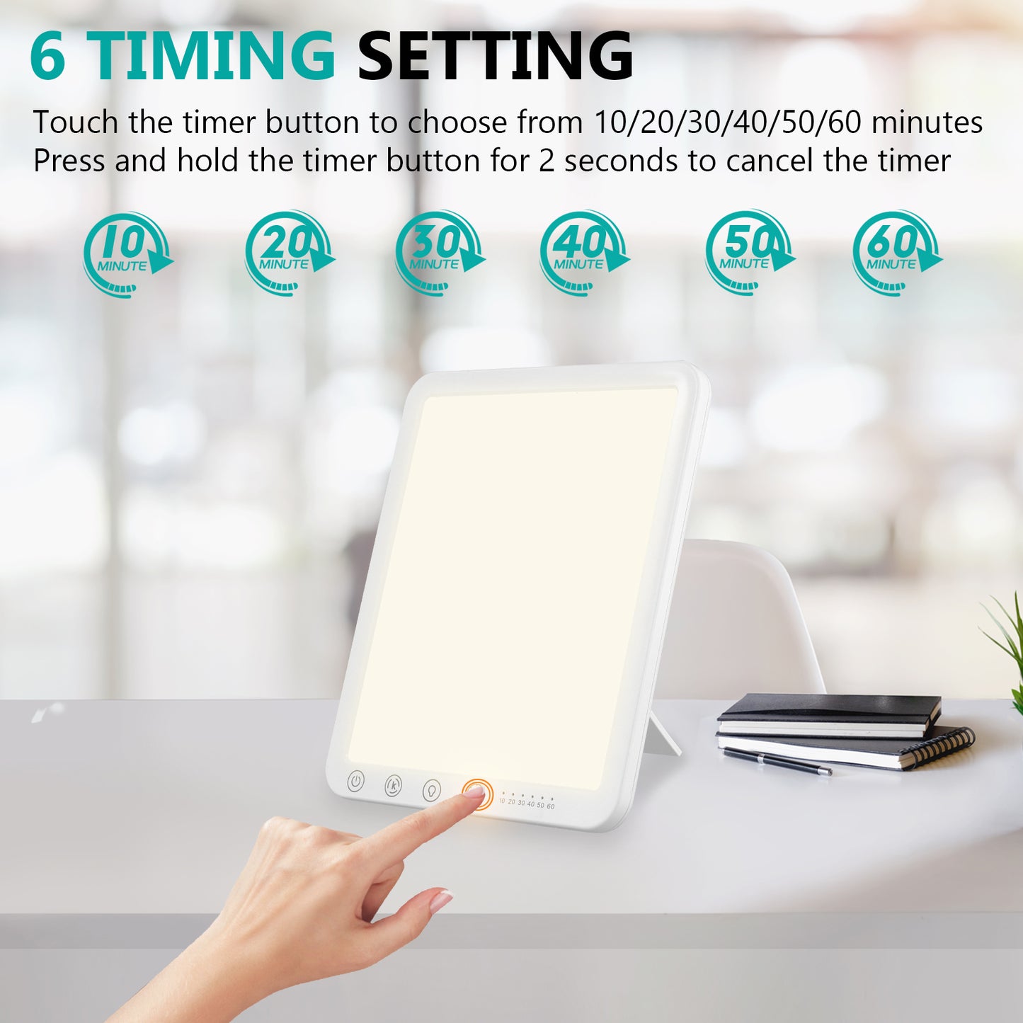 Lampe de Luminothérapie 15000 Lux – 3 Températures 5 Luminosités 6 Minuteurs – Lampe Lumière du Jour