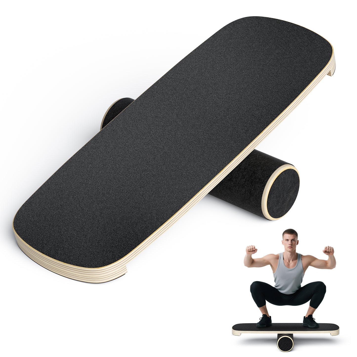 Planche d’Équilibre Bois 72,5 cm – Balance Board Surf & Yoga – Entraînement Fitness et Gainage