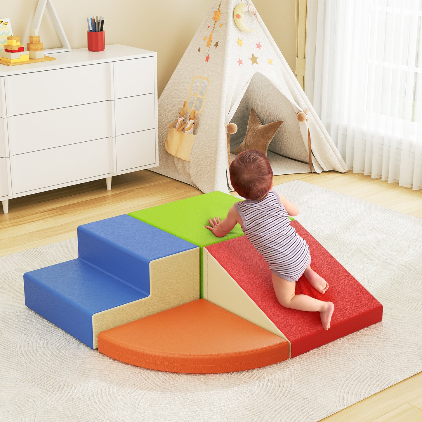 Blocs de motricité bébé en mousse – Jeu d’escalade pour tout-petits – Aire de jeu intérieure – 6 pièces – Multicolore