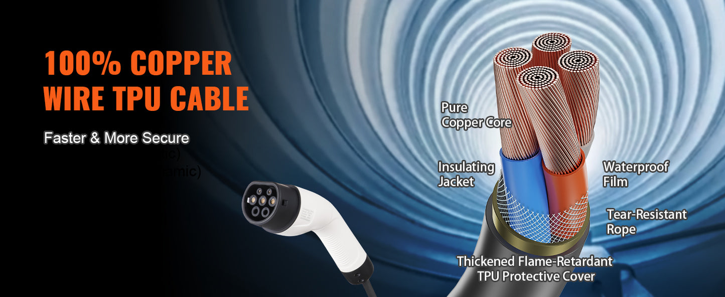 Chargeur Portable Voiture Électrique Type 2 3.68KW 16A – Câble Recharge EVSE IEC62196 – Chargeur EV Monophasé avec Sac de Transport