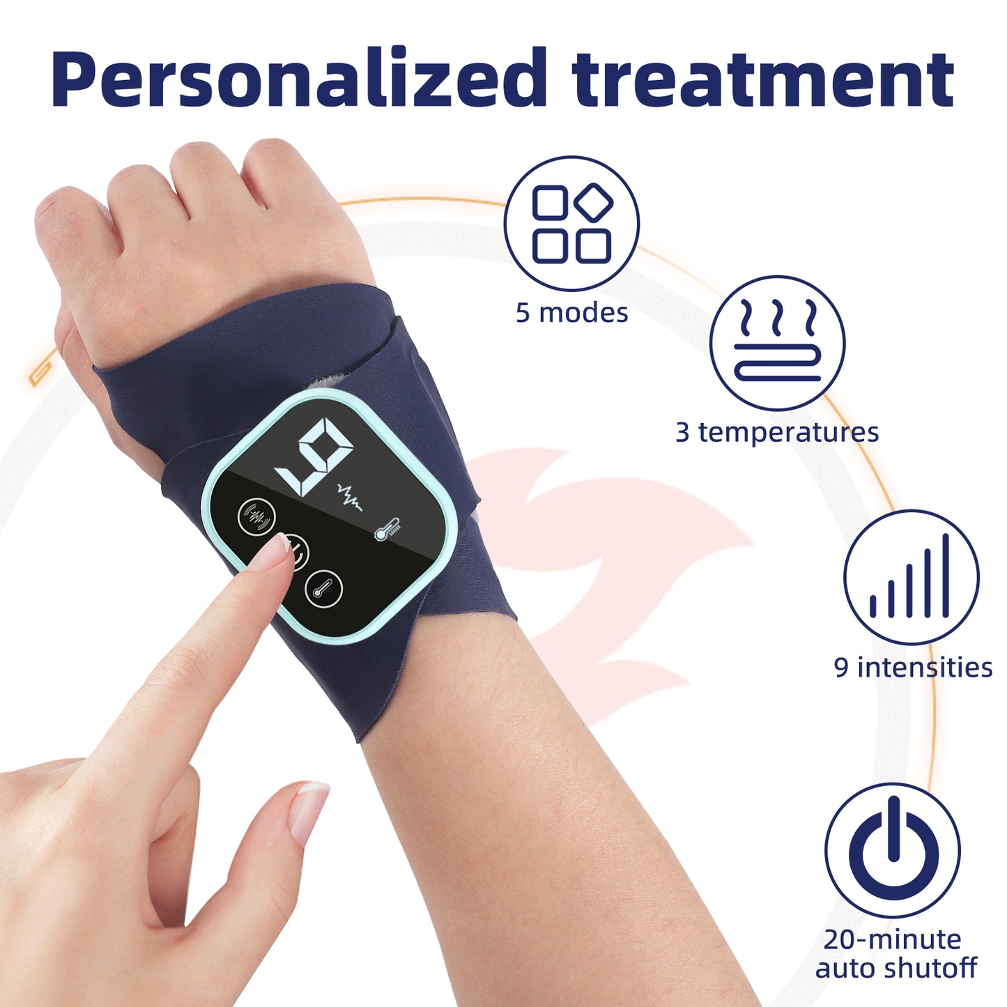 Masseur Poignet Chauffant EMS – Attelle Électrique 3 Niveaux Chaleur Compression