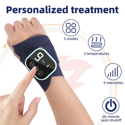 Masseur Poignet Chauffant EMS – Attelle Électrique, 3 Niveaux Chaleur & Compression, Soulagement Douleurs