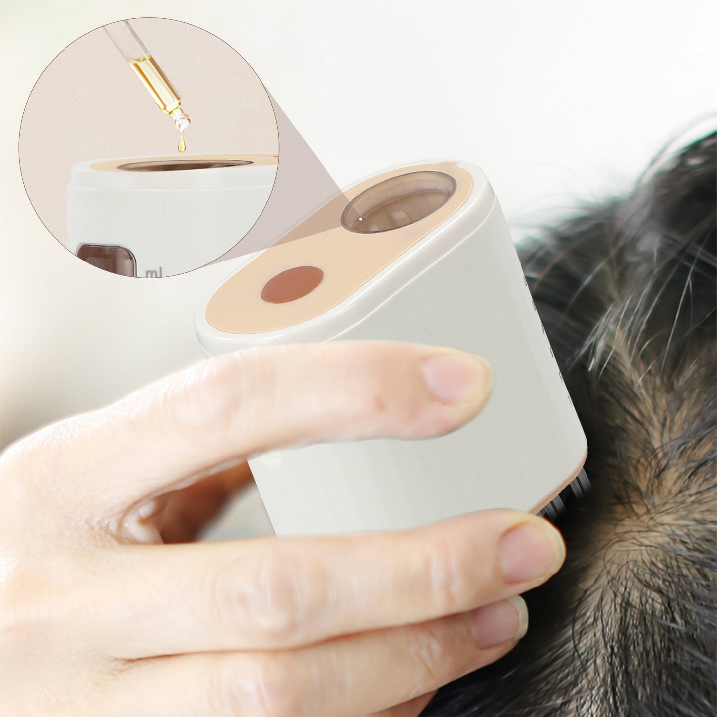 Applicateur d’Huile Capillaire Électrique 2 en 1 – Masseur de Cuir Chevelu et Distributeur d’Huile pour Cheveux