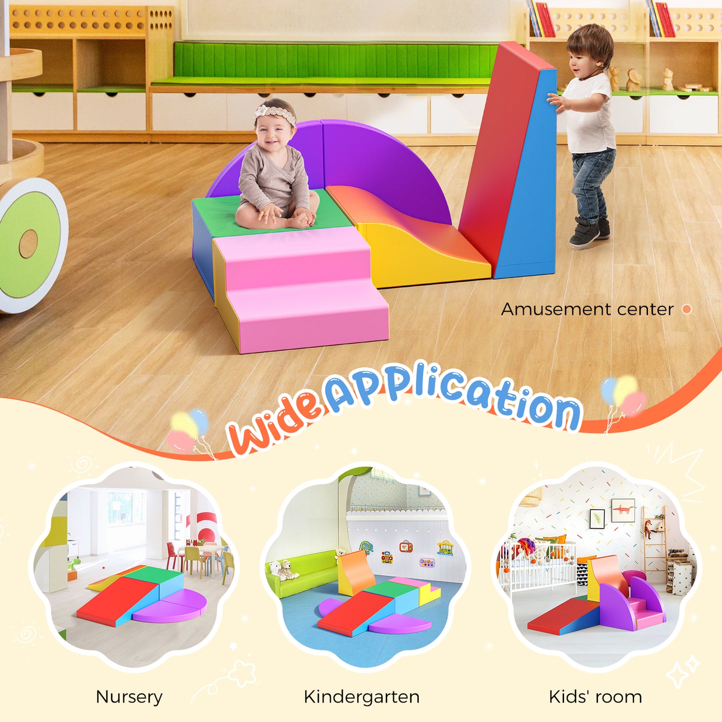 Ensemble de Modules de Motricité en Mousse pour Bébé – 6 Pièces – Aire de Jeux Enfant – Blocs PU/EPE – Développement Motricité