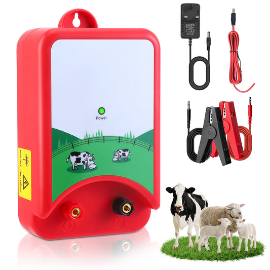 Kit Clôture Électrique 12V – Électrificateur 3KM – Pour Bétail, Mouton, Cheval, Volaille – Affichage LED, Installation Facile
