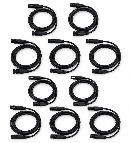 Lot de 10 Câbles DMX XLR 3 Broches 2 m – Audio Éclairage Scène – Connecteurs Métal – Compatible DJ & Sono