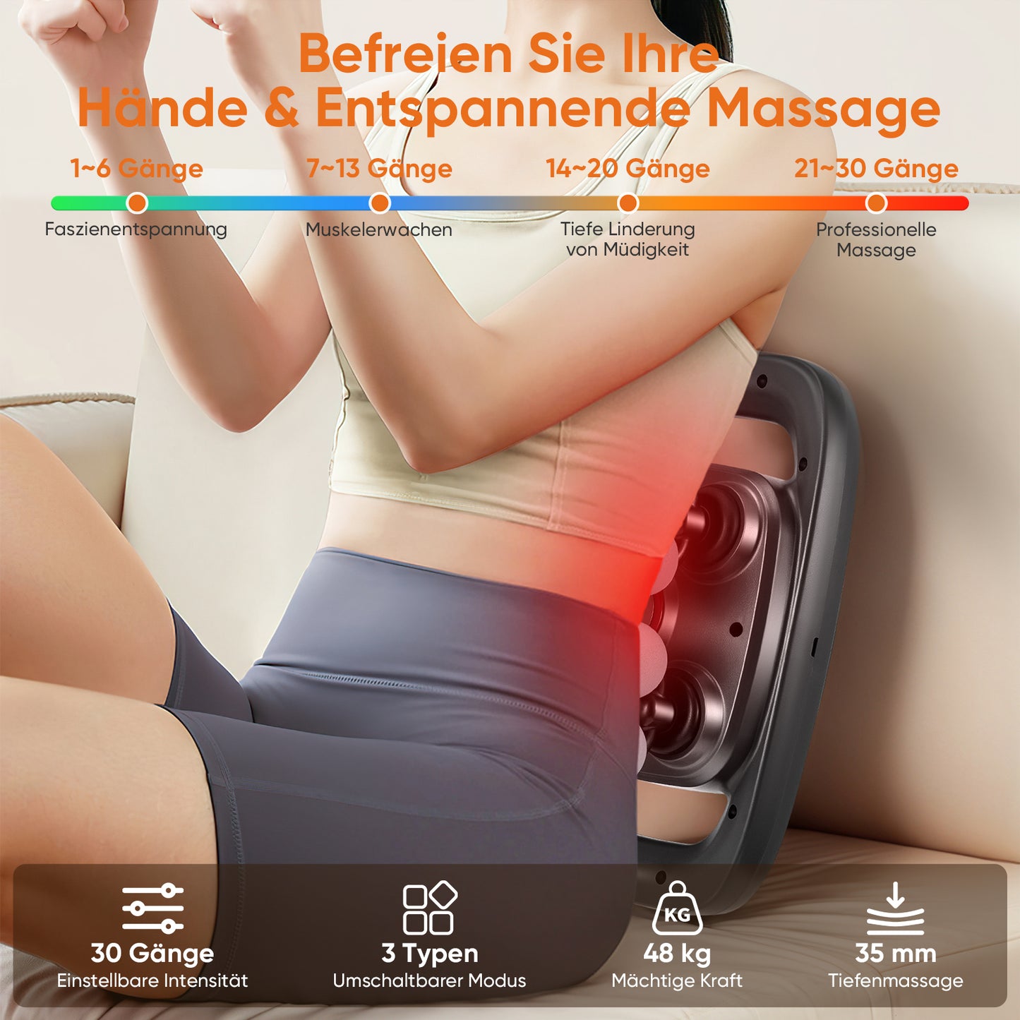 Pistolet de Massage 30 Niveaux – Masseur Musculaire Profond Tête Cou Bras Jambes – 3 Modes