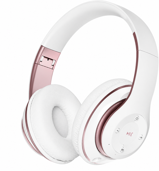 Casque Bluetooth 5.3 Sans Fil – HiFi, Réduction de Bruit, 65H, Carte TF, Radio FM, Rose