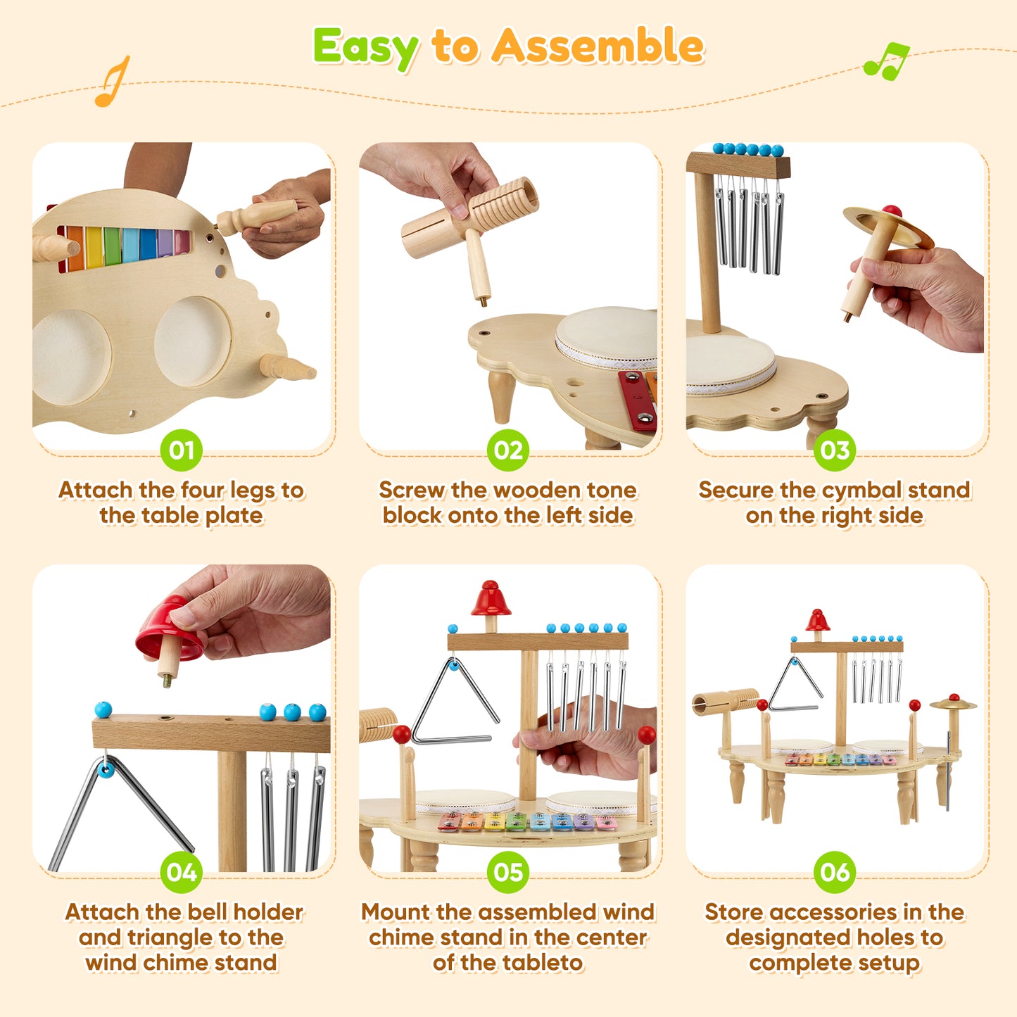 Table Musicale Montessori en Bois pour Enfants – Jouets Éducatifs Instruments de Musique Bébé