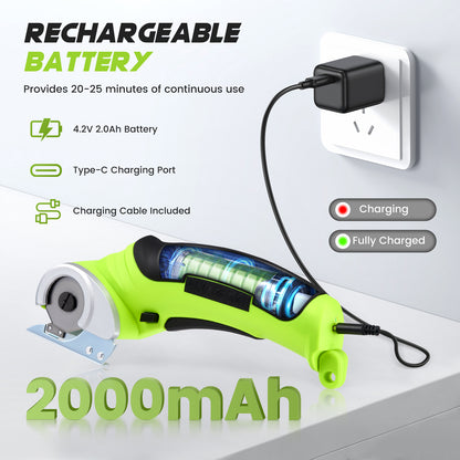Ciseaux Électriques Sans Fil Rechargeables – Coupe Rotative Papier Carton Tissu Cuir – Multifonction