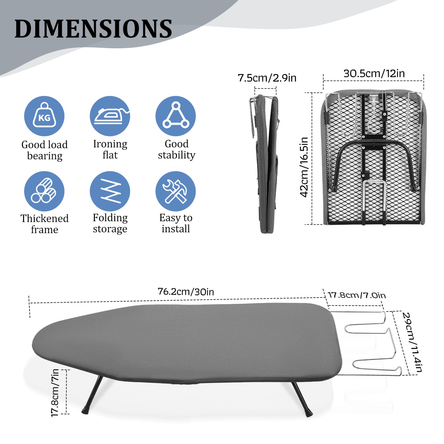 Planche à Repasser de Table Pliable – Mini Planche Portable avec Housse Résistante à la Chaleur