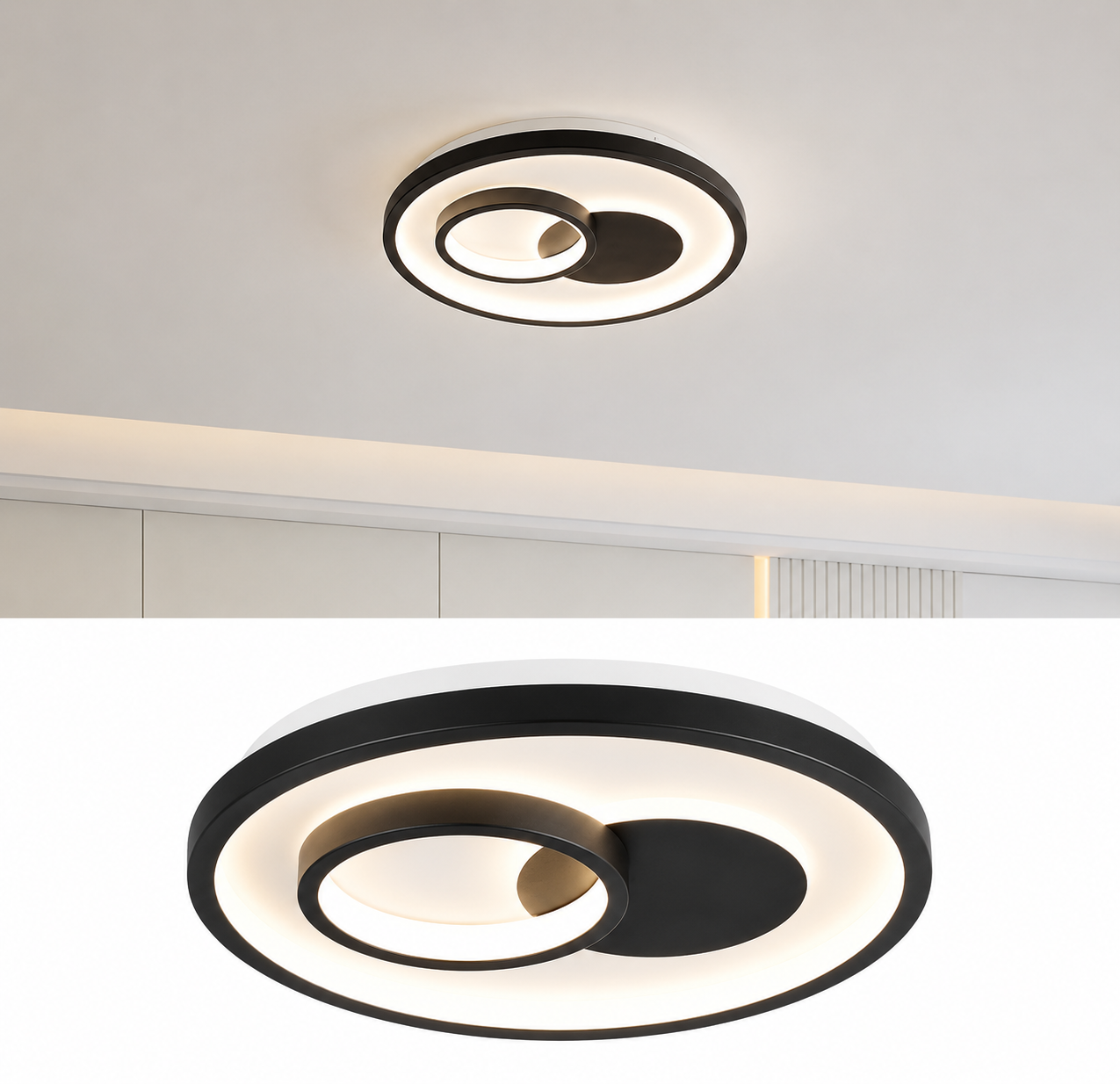 Plafonnier LED Moderne 30W Dimmable avec Mémoire, 3 Températures de Couleur 3000K-6500K, Luminaire Design Rond pour Salon, Chambre et Cuisine