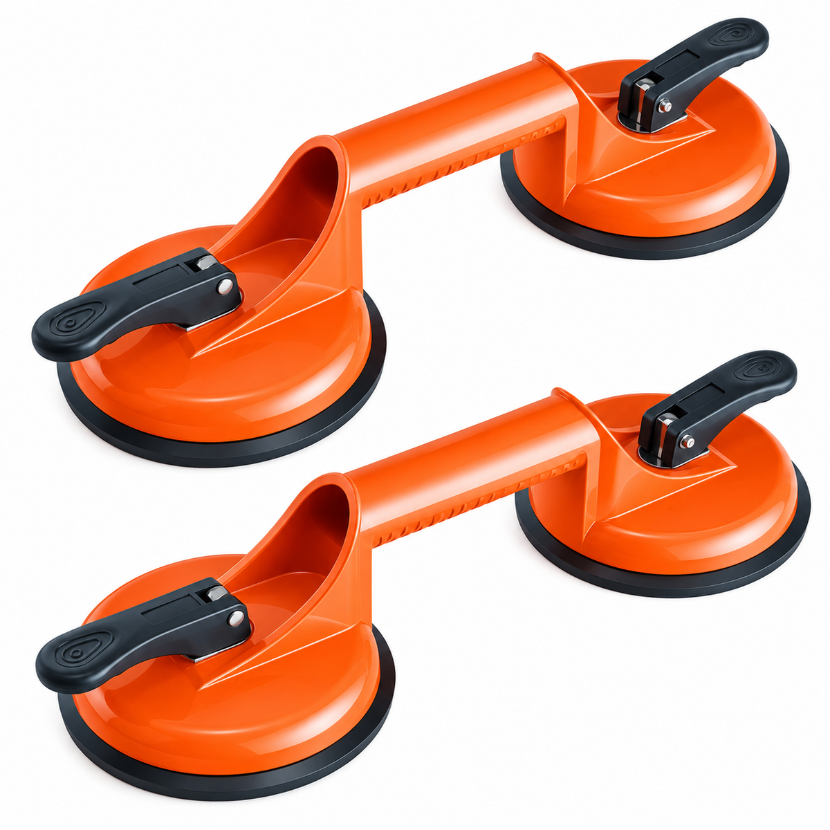 Set of 2 Heavy-Duty Vacuum Suction Cups 4.7" 330 lbs – Aluminum Handle – Vacuum – Glass Tile Granite Metal Wood