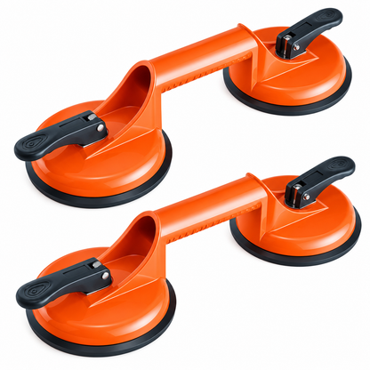 Set of 2 Heavy-Duty Vacuum Suction Cups 4.7" 330 lbs – Aluminum Handle – Vacuum – Glass Tile Granite Metal Wood