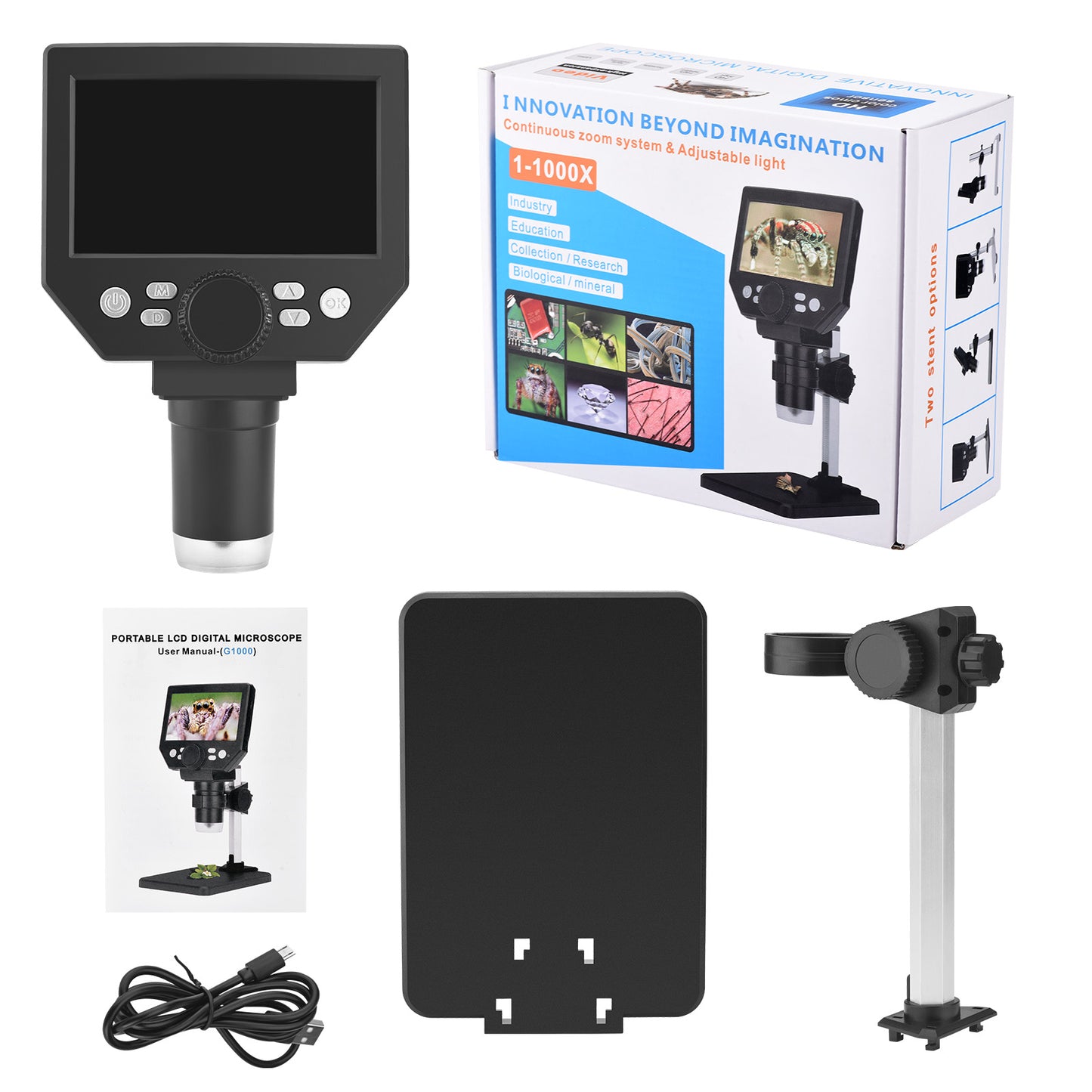 Microscope Numérique 4,3 Pouces 1000X – Écran LCD 1080P – Microscope Électronique pour Réparation Téléphone et Soudage