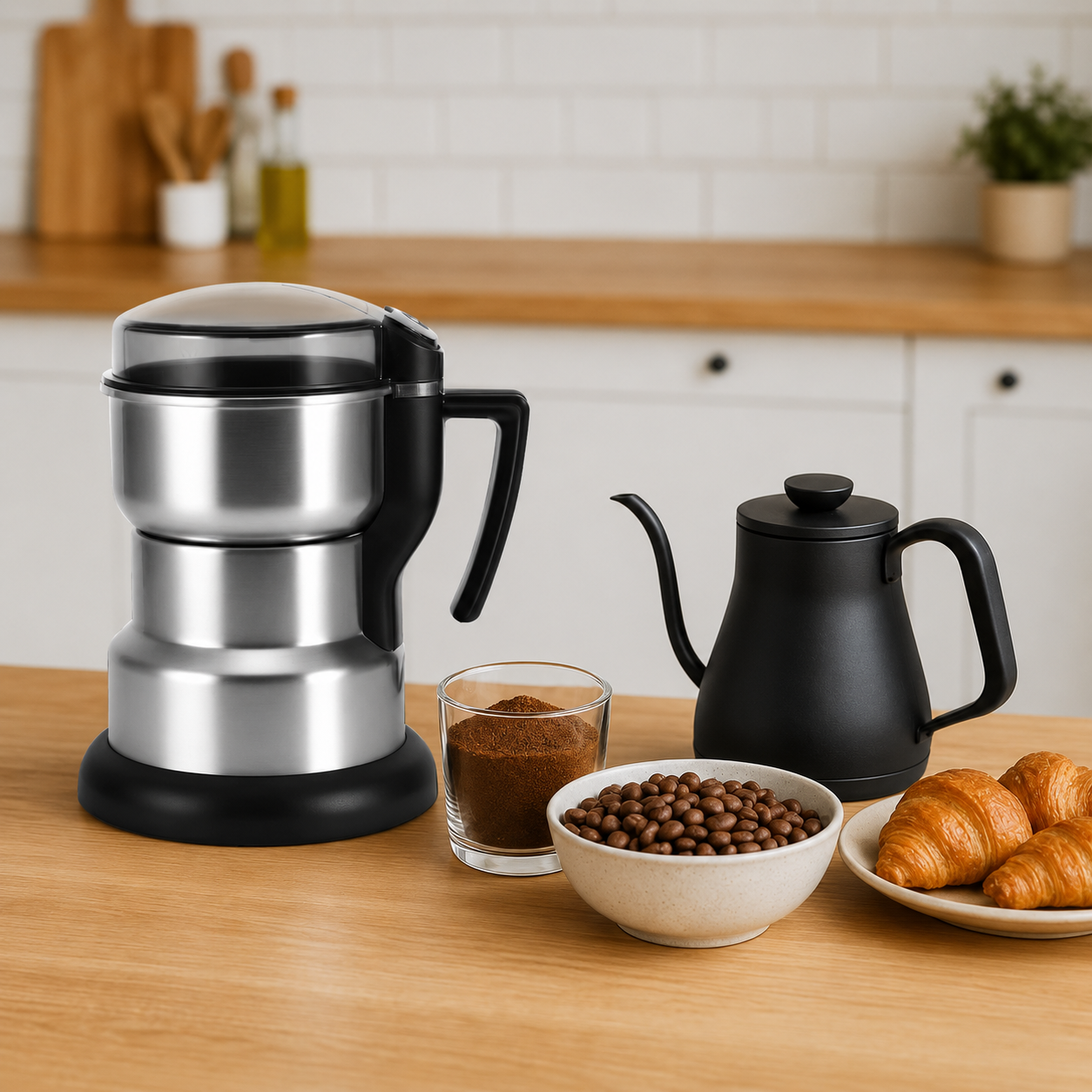 Moulin à Café Électrique 400W en Acier Inoxydable – Broyeur à Épices, Graines, Herbes et Café, Grande Capacité