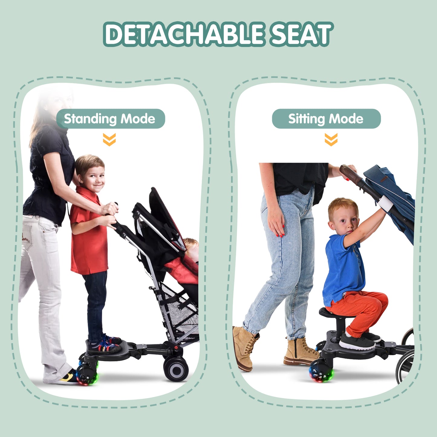 Plateforme Poussette Universelle avec Siège – Marchepied Enfant pour Poussette Double