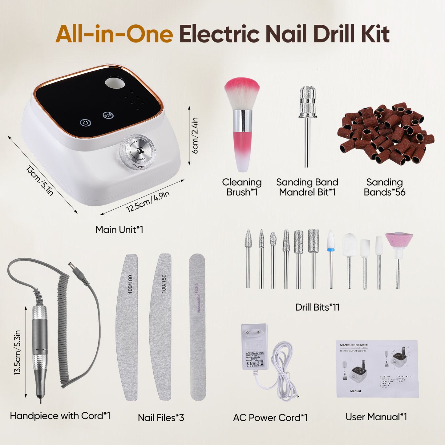 Perceuse à Ongles Électrique 50W 40 000 tr/min – Ponceuse Manucure Professionnelle Portable