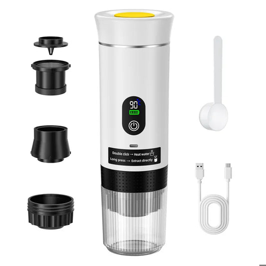 Machine à Café Portable Rechargeable USB 80 ml avec Écran LED – Cafetière Expresso Nomade Auto Chauffante pour Voyage Camping Bureau Voiture