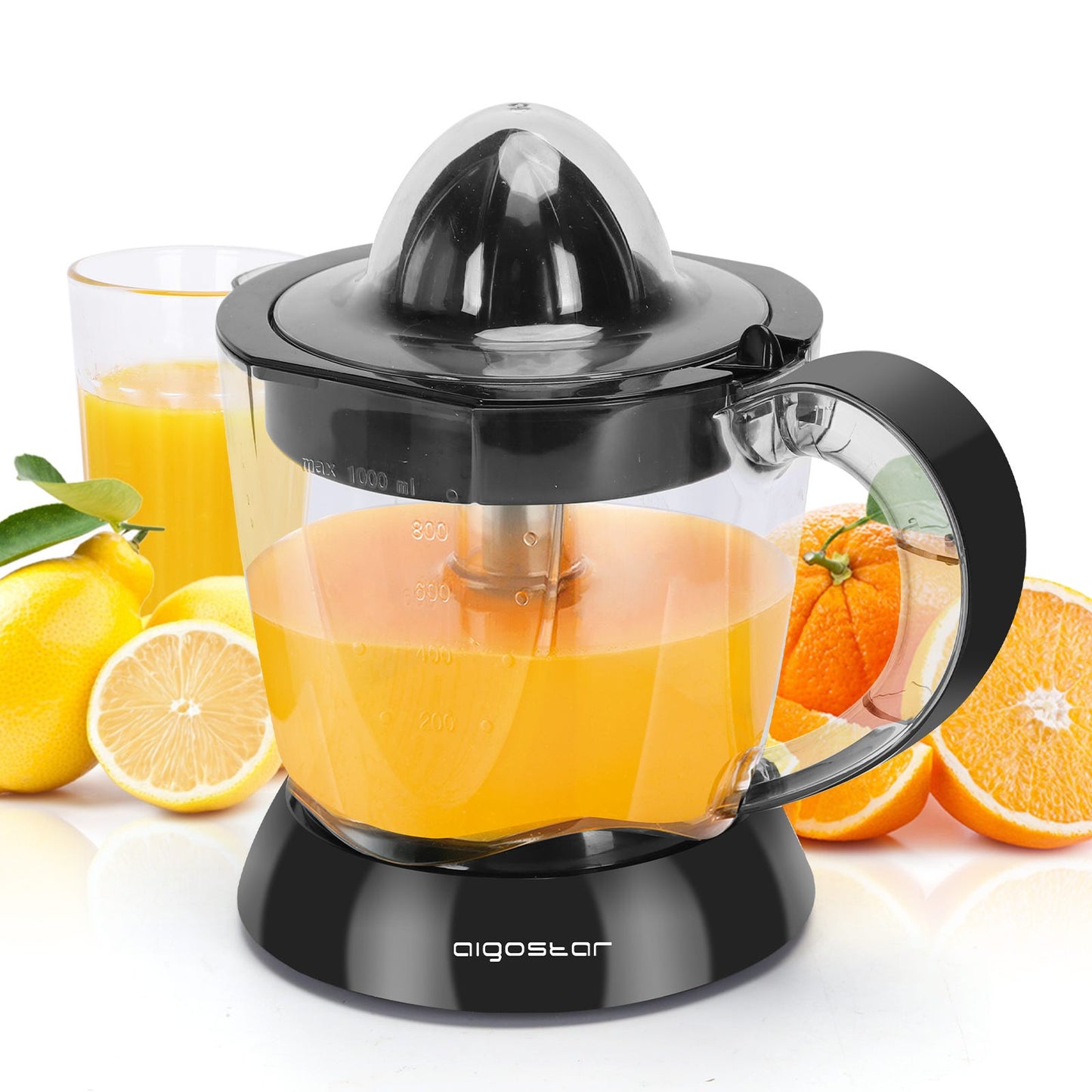Presse-Agrumes Électrique 700ml – Extracteur de Jus Automatique, Bec Anti-Goutte, Sans BPA, 2 Cônes Interchangeables, Facile à Nettoyer