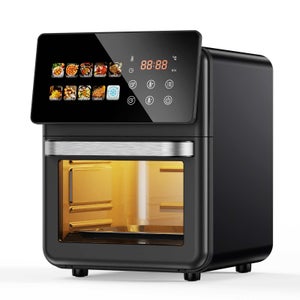 Friteuse à Air 10L Numérique XXL 2000W Écran Tactile LED Fenêtre de Visualisation 12 Programmes Sans Huile Acier Inoxydable Noir