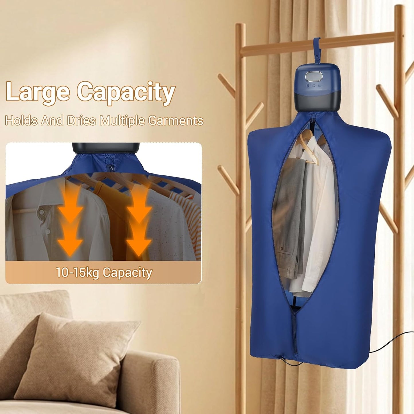 Sèche-Linge Électrique Portable 600W Pliable – Mini Sèche-Linge de Voyage avec Minuterie